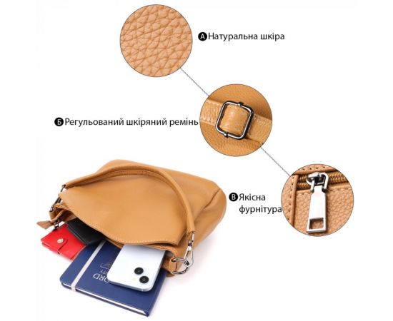 Купить Женская сумка из натуральной кожи Vintage 23008 Рыжий, фото , изображение 4, характеристики, отзывы