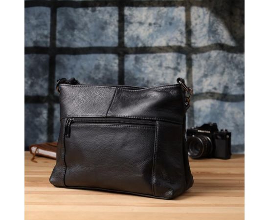 Купить Небольшая женская сумка с двумя ремешками из натуральной кожи Vintage 23014 Черный, фото , изображение 12, характеристики, отзывы