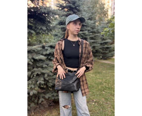 Купить Небольшая женская сумка с двумя ремешками из натуральной кожи Vintage 23014 Черный, фото , изображение 15, характеристики, отзывы