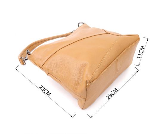 Придбати Женская сумка на два отделения из натуральной кожи Vintage 23015 Светло-коричневый, image , зображення 3, характеристики, відгуки