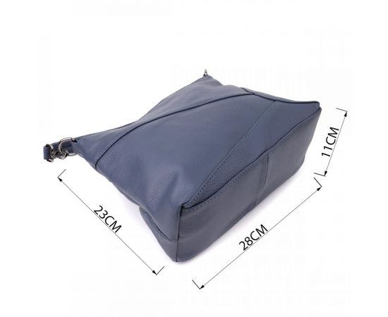 Придбати Женская сумка на два отделения из натуральной кожи Vintage 23016 Синий, image , зображення 3, характеристики, відгуки