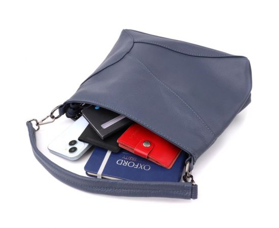 Придбати Женская сумка на два отделения из натуральной кожи Vintage 23016 Синий, image , зображення 9, характеристики, відгуки