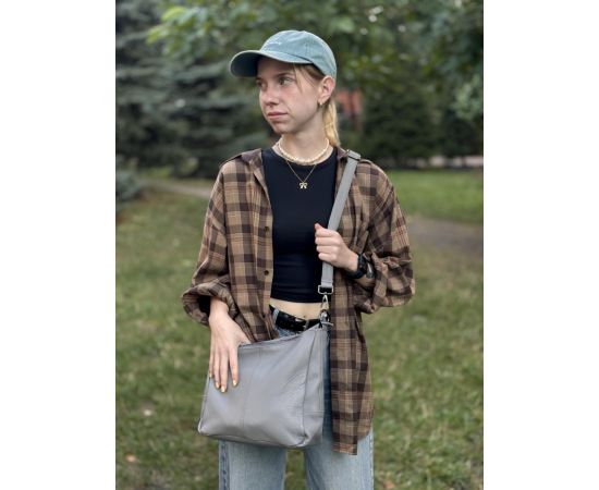 Купить Женская сумка с двумя ремешками из натуральной кожи Vintage 23054 Серый, фото , изображение 14, характеристики, отзывы