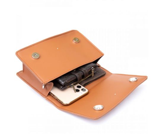 Придбати Горизонтальная мягкая сумка из кожзаменителя Vintage sale_14909 Коричневая, image , зображення 3, характеристики, відгуки