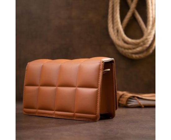 Придбати Горизонтальная мягкая сумка из кожзаменителя Vintage sale_14909 Коричневая, image , зображення 5, характеристики, відгуки