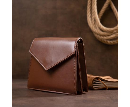 Купить Горизонтальная сумка угловидная из кожзаменителя Vintage sale_14933 Коричневая, фото , изображение 4, характеристики, отзывы