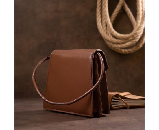 Купить Горизонтальная сумка угловидная из кожзаменителя Vintage sale_14933 Коричневая, фото , изображение 5, характеристики, отзывы