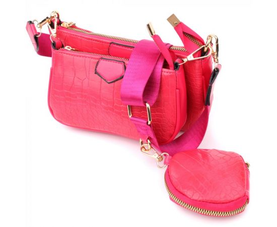 Купить Женский удобный двойной клатч из экокожи Vintage sale_15136 Розовый, фото , характеристики, отзывы