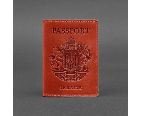 Купить Женская кожаная обложка для паспорта коралловая с украинским гербом, фото , изображение 5, характеристики, отзывы