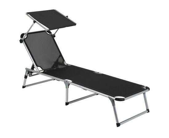 Купить Ліжко розкладне Bo-Camp Sun Lounger With Sunscreen 5 Positions Black (1304460), фото , характеристики, отзывы