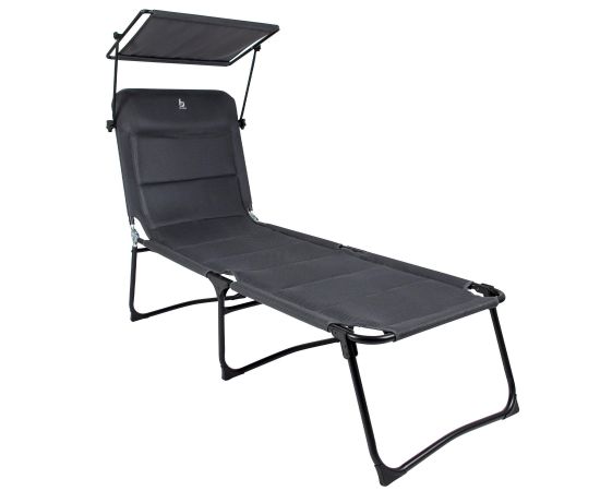 Купить Ліжко розкладне Bo-Camp Sun Lounger With Sunscreen 5 Positions Grey (1304492), фото , характеристики, отзывы