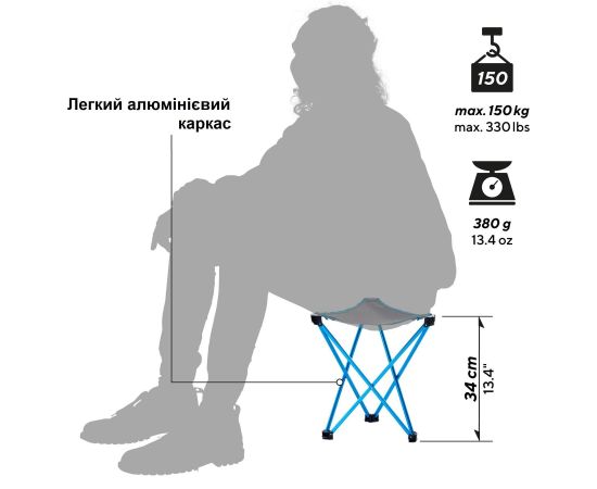 Придбати Стілець розкладний Uquip Trinity L Grey (244033), image , зображення 3, характеристики, відгуки