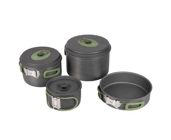 Купить Набір посуду Bo-Camp Explorer 4 Pieces Hard Anodized Grey/Green (2200244), фото , изображение 2, характеристики, отзывы