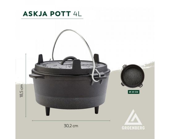 Купить Казан з кришкою Groenberg Askja Pot 25 cm / 4 L Black (266016), фото , изображение 8, характеристики, отзывы
