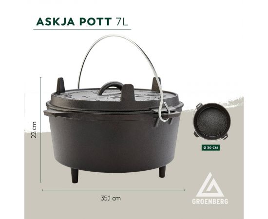 Купить Казан з кришкою Groenberg Askja Pot 30 cm / 7 L Black (266017), фото , изображение 7, характеристики, отзывы