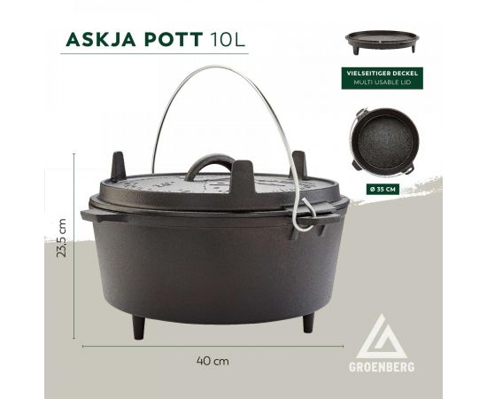 Купить Казан з кришкою Groenberg Askja Pot 33 cm / 10 L Black (266018), фото , изображение 7, характеристики, отзывы