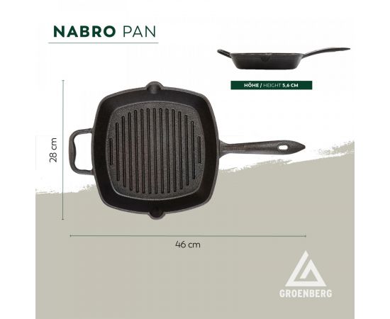 Придбати Сковорода Groenberg Nabro Pan 28x28 cm / 2 L Black (266024), image , зображення 6, характеристики, відгуки