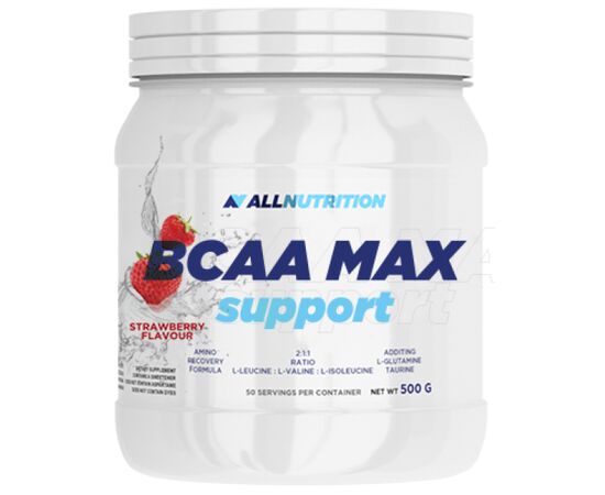 Купить Комплекс аминокислот для спорта BCAA Max Support - 500g Strawberry (Клубника) - All Nutrition, фото , характеристики, отзывы