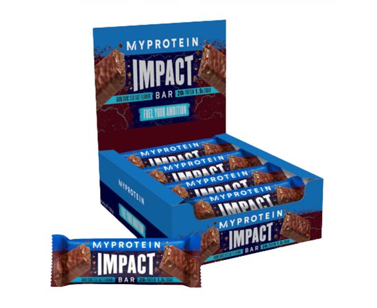 Купить Протеиновый батончик Impact Protein Bar - 12x64g Dark Chocolate Sea Salt (Черный шоколад + соль) - Myprotein, фото , характеристики, отзывы