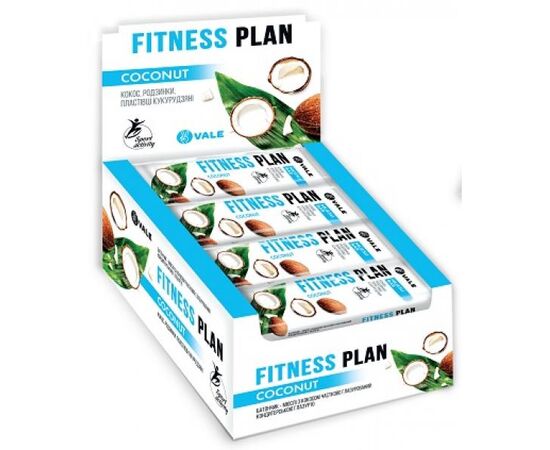 Купить Батончики, Fitness Plan Muesli Bar - 30x25g Coconut (Кокос) - VALE, фото , характеристики, отзывы