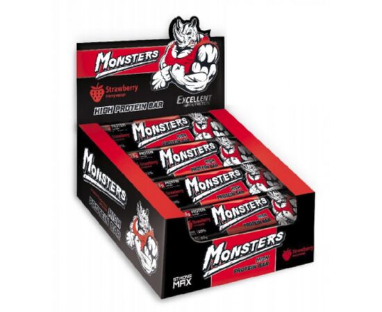 Купить Протеиновый батончик Strong Max - 80g x 20шт Strawberry (Клубника) - Monsters, фото , характеристики, отзывы