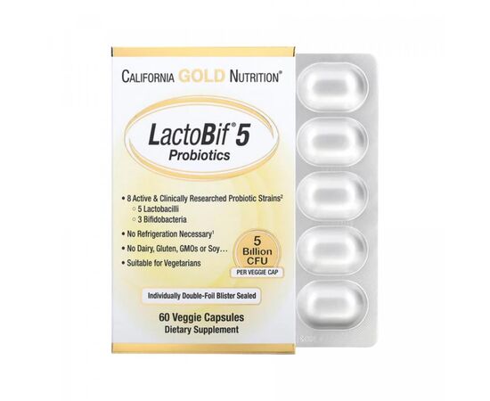 Купить LactoBif 5 Probiotics - 60 veg caps, фото , характеристики, отзывы