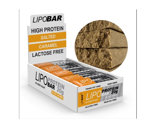 Придбати Протеїновий батончик Lipobar - 20x50g Salted caramel ( Солона карамель ) , image , характеристики, відгуки