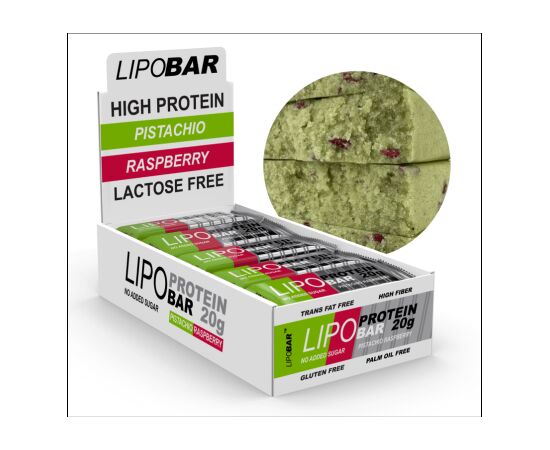 Купить Протеиновый батончик, Lipobar - 20х50g Pistachio-Raspberry (фисташка + малина), фото , характеристики, отзывы