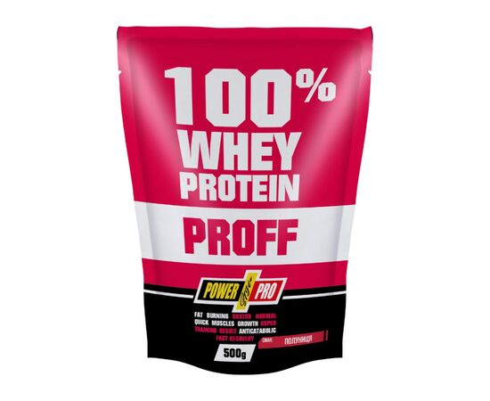 Купить Протеин, 100% Whey Protein Proff - 500g Strawberry (Клубника)- Power Pro, фото , характеристики, отзывы