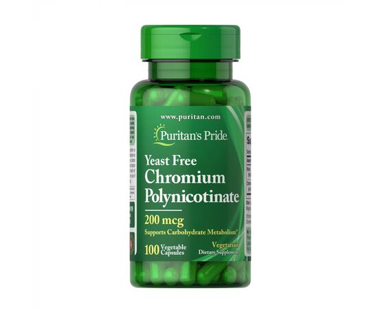 Купить Хром полиникотинат ( Chromium Polynicotinate)  200 mcg Yeast Free - 100 veg caps - Puritans Pride, фото , характеристики, отзывы