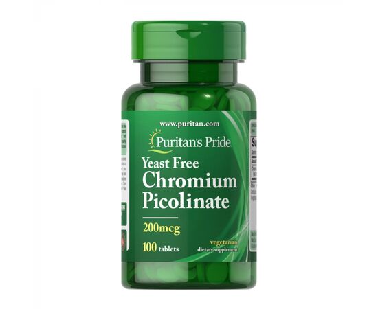 Купить Хром пиколинат ( Chromium Picolinat )  200 mcg Yeast Free - 100 tabs - Puritan's Pride, фото , характеристики, отзывы