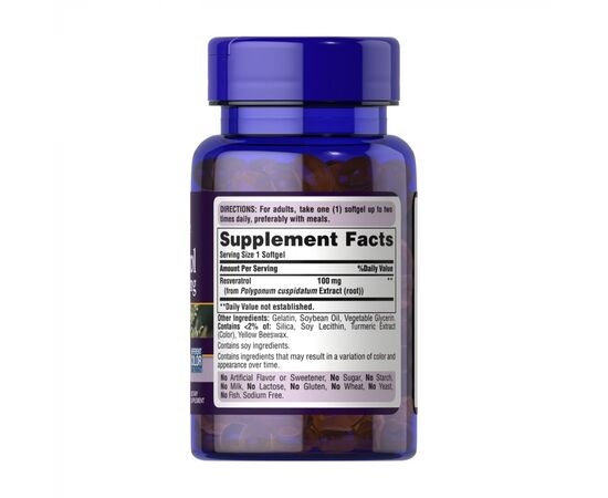 Придбати Resveratrol 100 mg - 60 softgels, image , зображення 2, характеристики, відгуки