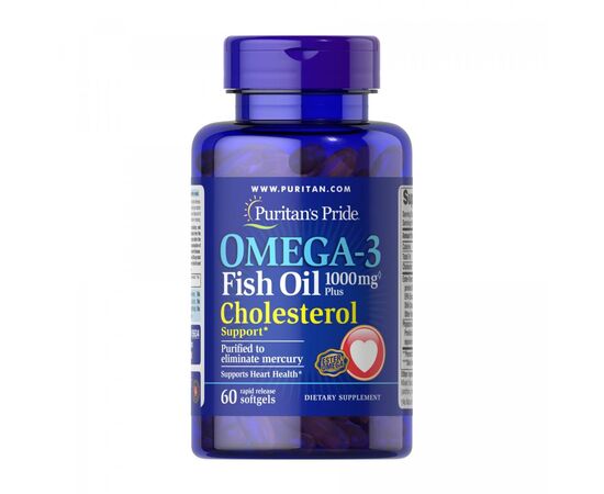 Купить Омега - 3 ( Omega-3 ) Fish Oil Plus Cholesterol Support - 60 softgels - Puritans Pride, фото , характеристики, отзывы