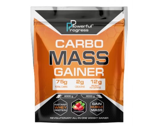 Купить Гейнер Carbo Mass Gainer - 2000g Strawberry (Клубника) - Powerful Progress, фото , характеристики, отзывы