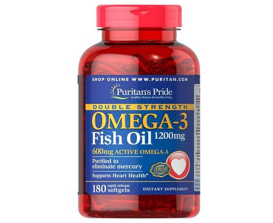 Купить Омега-3 рыбий жир двойной силы (  Omega-3 Double Strength)  1200mg  - 180caps - Puritans Pride, фото , характеристики, отзывы