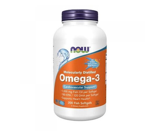 Купить Omega-3 Molecularly Distilled - 200 fish softgels, фото , характеристики, отзывы