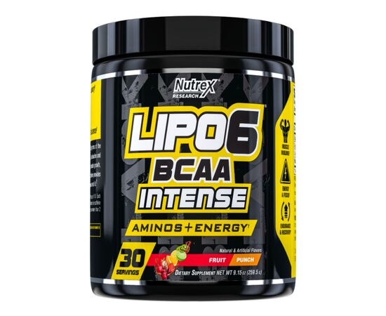 Купить Комплекс аминокислот, Lipo-6 BCAA Intense - 30srv Fruit Punch (Фруктовый пунш) - Nutrex , фото , характеристики, отзывы