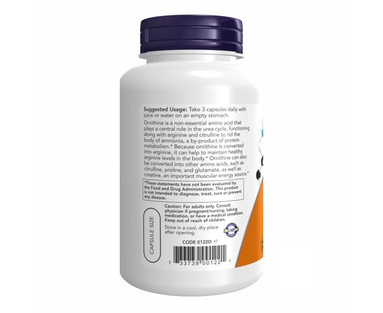 Купить L-Орнитин (ORNITHINE) 500mg - 120 vcaps - Now Foods, фото , изображение 3, характеристики, отзывы