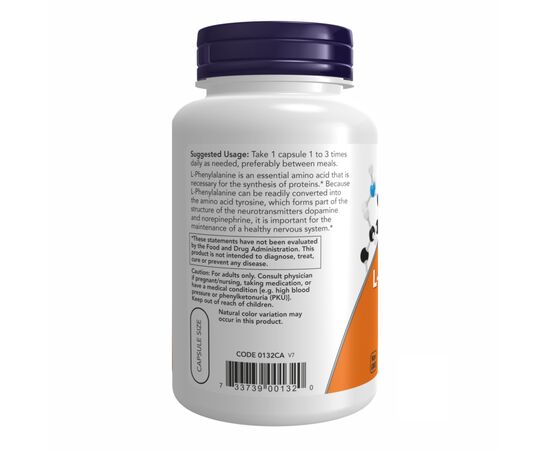 Придбати  L-Фенілаланін ( L-Phenylalanine)  500mg - 120 vcaps - Now Foods, image , зображення 3, характеристики, відгуки