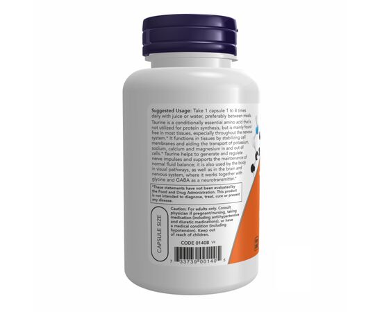 Купить TAURINE 500mg - 100 caps, фото , изображение 3, характеристики, отзывы