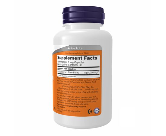 Придбати L-TRYPTOPHAN 500mg - 60 vcaps, image , зображення 2, характеристики, відгуки