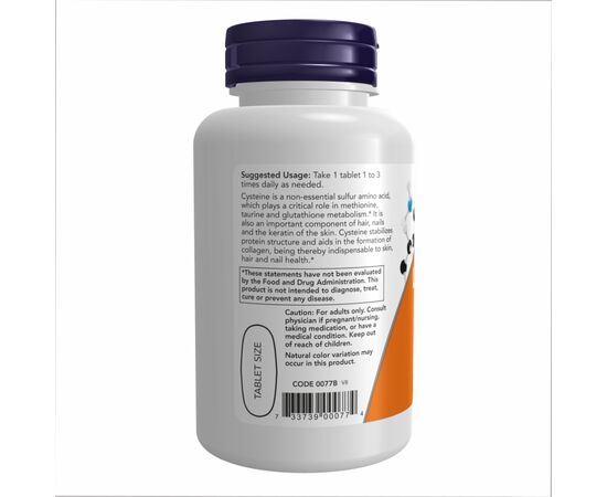 Купить L-Цистеин, Cysteine 500mg - 100 tabs - NOW FOODS, фото , изображение 3, характеристики, отзывы