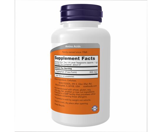 Купить L-Триптофан (L-Tryptophan Powder) - 2oz (57g) - Now Foods, фото , изображение 2, характеристики, отзывы