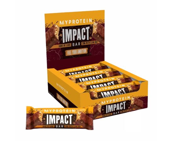 Купить Протеиновые батончики, Impact Protein Bar - 12x64g Caramel Nut (Карамель + орех) - Myprotein, фото , характеристики, отзывы