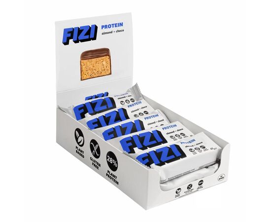 Придбати FIZI Protein Bar - 10х45g Almond-Choco, image , характеристики, відгуки