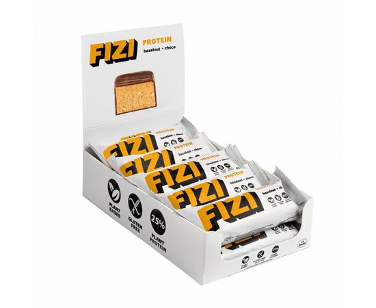 Придбати FIZI Protein Bar - 10х45g Hazelnut-Choco, image , характеристики, відгуки