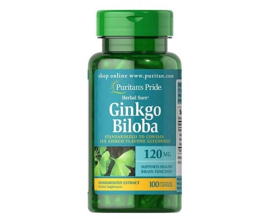 Купить Гинкго Билоба (Ginkgo Biloba) Standardized Extract 120mg - 100caps - Puritans Pride, фото , характеристики, отзывы