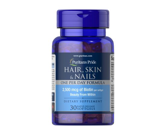 Купить Hair Skin Nails (One perday formula) 2500 mcg of Biotin - 30 Softgels, фото , характеристики, отзывы