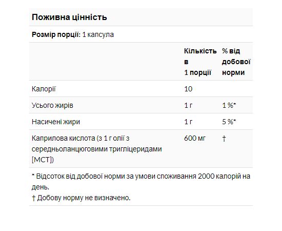 Купить Caprylic Acid 600mg - 100 sgels, фото , изображение 2, характеристики, отзывы