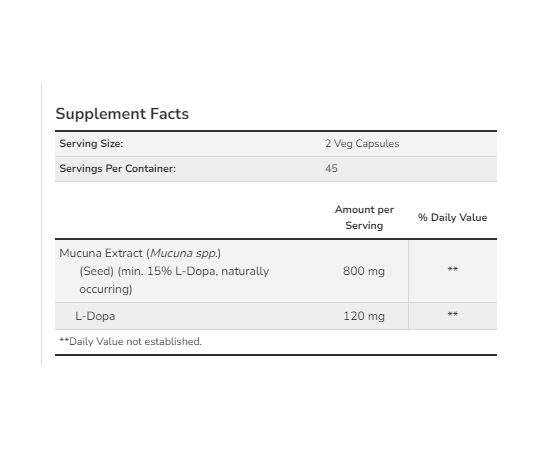 Купить Мукуна жгучая, Dopa Mucuna - 90vcaps - Now Foods, фото , изображение 2, характеристики, отзывы